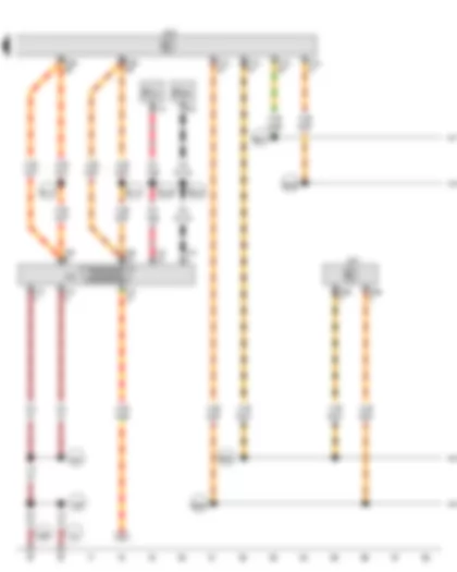 Электросхемa  VW POLO 2015 - Блок управления бортовой сети - Диагностический разъём - Соединение 1 (шина CAN-привод - провод High) в главном жгуте проводов - Соединение 1 (шина CAN-привод - провод Low) в главном жгуте проводов - Соединение 1 (шина CAN-комфорт - провод High) в главном жгуте проводов - Соединение 1 (шина CAN-комфорт - провод Low) в главном жгуте проводов