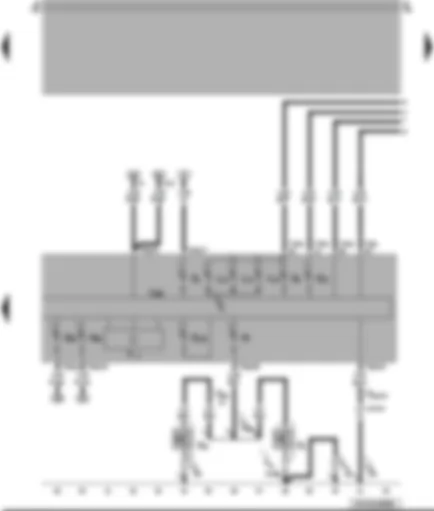 Wiring Diagram  VW POLO 2000 - Dash panel insert - digital clock - main beam warning lamp - side light warning lamp - turn signal indicator lamp - handbrake warning - brake fluid level warning contact