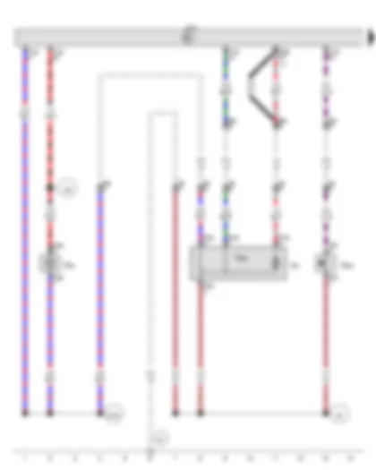 Wiring Diagram  VW POLO 2010 - Rear lid handle release button - Rear lid lock unit - Onboard supply control unit - Rear lid central locking motor - Right luggage compartment light