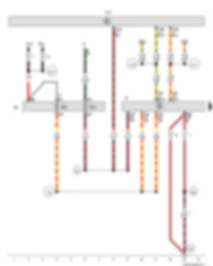 Wiring Diagram  VW POLO 2012 - Onboard supply control unit - Radio - Fuse 3 in fuse holder A - Fuse 2 (30) - in battery fuse holder - Fuse holder B