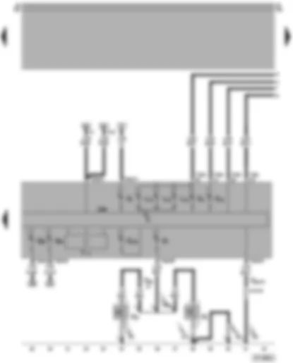 Wiring Diagram  VW POLO 1998 - Dash panel insert - digital clock - main beam warning lamp - side light warning lamp - turn signal indicator lamp - handbrake warning - brake fluid level warning contact