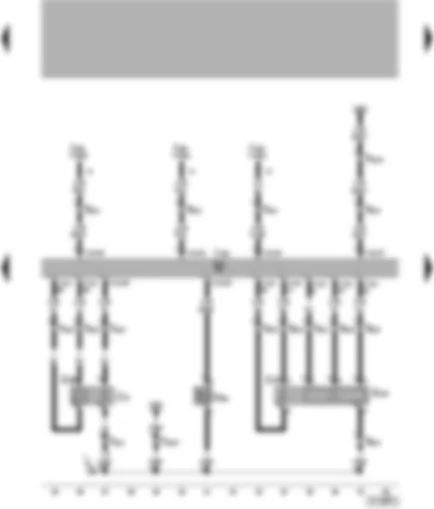 Wiring Diagram  VW POLO 2000 - Motronic control unit - lambda probe - lambda probe downstream of catalytic converter - lambda probe heater - activated charcoal filter system solenoid valve 1 (pulsed)