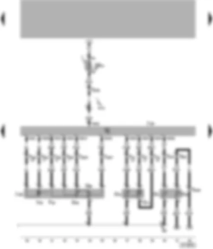 Wiring Diagram  VW POLO 2000 - Motronic control unit - throttle valve control unit - throttle valve positioner - idling switch - coolant temperature sender - intake air temperature sender - intake manifold pressure sender