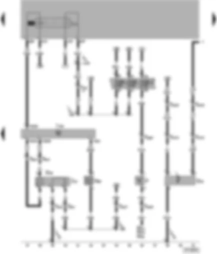 Wiring Diagram  VW POLO 2001 - Motronic control unit - brake light switch - speedometer sender (hall sender - on gearbox) - lambda probe - activated charcoal filter system solenoid valve 1 (pulsed) - lambda probe heater - fuel pump relay