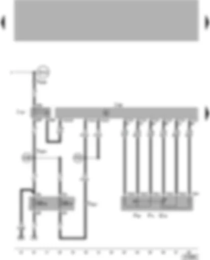 Wiring Diagram  VW POLO 2000 - Diesel direct injection system control unit - voltage supply relay - kick-down switch - idling switch - accelerator pedal position sender