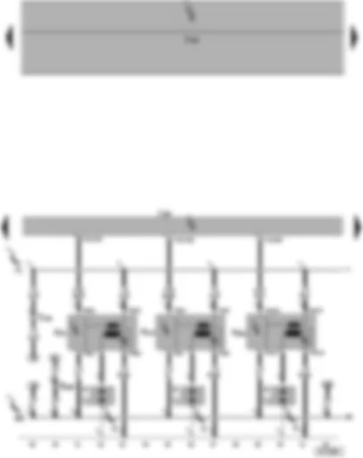Электросхемa  VW POLO 2003 - Блок управления бортовой сети - блок управления системы впрыска 4МV - катушки зажигания 1-3 с выходными каскадами - наконечники свечного провода - свечи зажигания