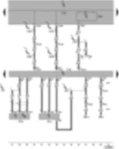 Электросхемa  VW POLO 2003 - Блок управления бортовой сети - блок управления системы впрыска дизельного двигателя - датчик числа оборотов двигателя - расходомер воздуха - диагностический интерфейс шин данных - диагностический разъём