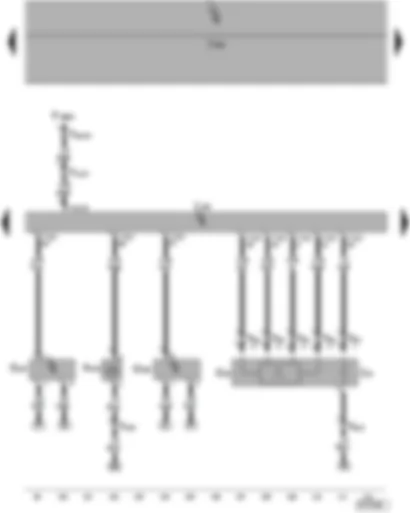 Электросхемa  VW POLO 2002 - Блок управления Motronic - датчик давления топлива - датчик положения заслонок впускных каналов (потенциометр) - клапан заслонок впускных каналов - лямбда-зонд - нагревательный элемент лямбда-зонда