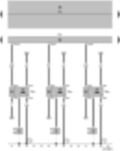 Wiring Diagram  VW POLO 2008 - Onboard power supply control unit - 4MV (injection system) control unit - Ignition coil 2 with output stage - Ignition coil 3 with output stage - Ignition coil 4 with output stage - Spark plug connector - Spark plug
