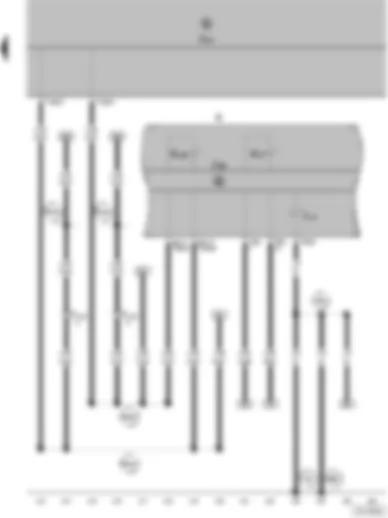 Электросхемa  VW POLO 2008 - Блок управления с дисплеем в комбинации приборов - блок управления бортовой сети - комбинация приборов - контрольная лампа ABS - контрольная лампа ASR/ESP