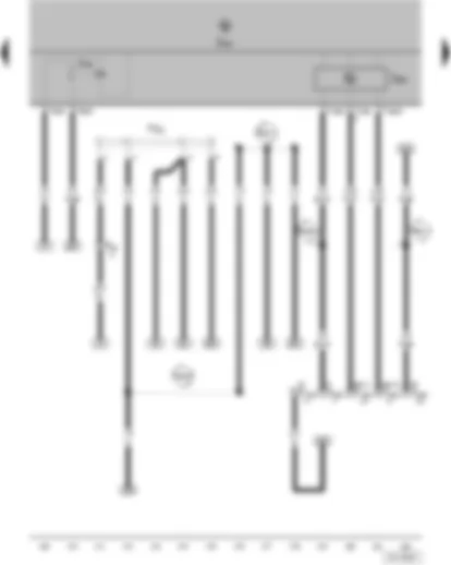 Электросхемa  VW POLO 2008 - Регулирующее реле обогрева заднего стекла - блок управления бортовой сети - диагностический интерфейс шин данных - разветвитель клеммы 30a