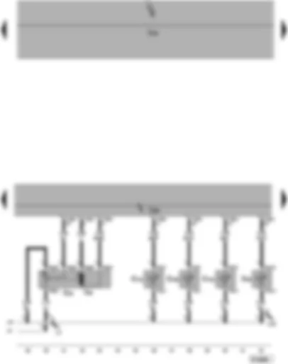 Электросхемa  VW POLO 2003 - Блок управления Climatronic - датчик температуры в канале приточного воздуха - датчики температуры дефлекторов - исполнительный электродвигатель центральной заслонки - потенциометр исполнительного электродвигателя центральной заслонки