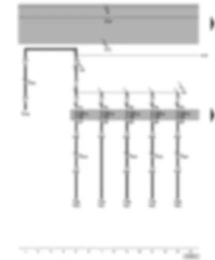 Wiring Diagram  VW POLO 2007 - Fuse 2 (30) in fuse holder on battery - fuses 31 - 35 - 38 - 39 - 53 on fuse holder B