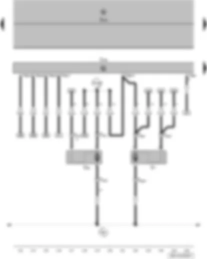 Wiring Diagram  VW POLO 2014 - Radiator fan control unit - onboard supply control unit - radiator fan - radiator fan on right