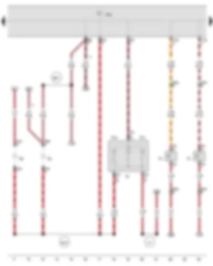 Электросхемa  VW POLO 2009 - Концевой выключатель двери водителя - Концевой выключатель двери переднего пассажира - Блок управления бортовой сети - Передний плафон освещения салона - Плафон освещения багажного отсека - Плафон освещения вещевого ящика - Плафон для чтения со стороны переднего пассажира - Плафон для чтения со стороны водителя