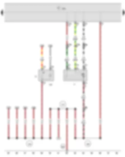 Электросхемa  VW POLO 2009 - Блок управления бортовой сети - Лампа подсветки прикуривателя - Прикуриватель - Электродвигатель стеклоочистителя