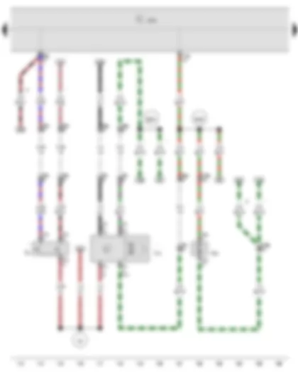 Электросхемa  VW POLO 2009 - Выключатель освещения багажного отсека - Блок управления бортовой сети - Электродвигатель очистителя заднего стекла - Насос омывателей ветрового и заднего стёкол