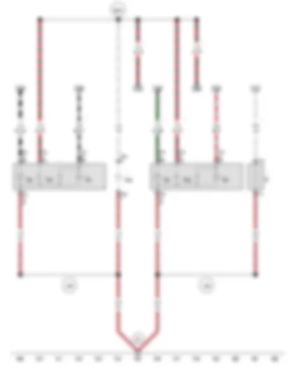 Электросхемa  VW POLO 2009 - Лампа правого заднего габаритного огня - Лампа левого заднего габаритного огня - Лампа заднего левого указателя поворота - Лампа заднего правого указателя поворота - Лампа левых стоп-сигнала и габаритного огня - Лампа правых стоп-сигнала и габаритного огня - Лампа верхнего стоп-сигнала - Нагревательный элемент заднего стекла