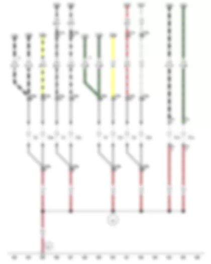 Электросхемa  VW POLO 2009 - Лампа переднего левого габаритного огня - Лампа переднего правого габаритного огня - Лампа переднего левого указателя поворота - Лампа переднего правого указателя поворота - Лампа бокового повторителя левого указателя поворота - Лампа бокового повторителя правого указателя поворота - Лампа левой фары ближнего света - Лампа левой фары дальнего света - Лампа правой фары ближнего света - Лампа правой фары дальнего света