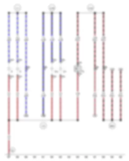 Электросхемa  VW POLO 2009 - Выключатель освещения багажного отсека - Лампа левого фонаря заднего хода - Лампа правого фонаря заднего хода - Освещение номерного знака