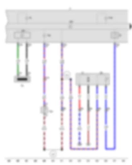 Электросхемa  VW POLO 2009 - Считывающая катушка иммобилайзера - Датчик уровня топлива - Указатель уровня топлива - Подкачивающий топливный насос - Датчик сигнализатора низкого уровня охлаждающей жидкости - Блок управления комбинации приборов - Комбинация приборов - Контрольная лампа генератора