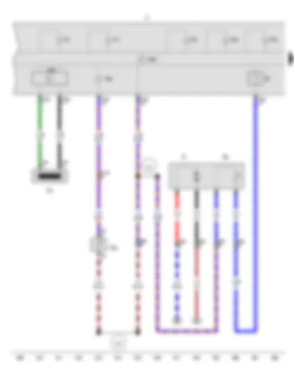 Электросхемa  VW POLO 2011 - Считывающая катушка иммобилайзера - Датчик уровня топлива - Указатель уровня топлива - Подкачивающий топливный насос - Датчик сигнализатора низкого уровня охлаждающей жидкости - Блок управления комбинации приборов - Комбинация приборов - Контрольная лампа генератора - Контрольная лампа отопителя