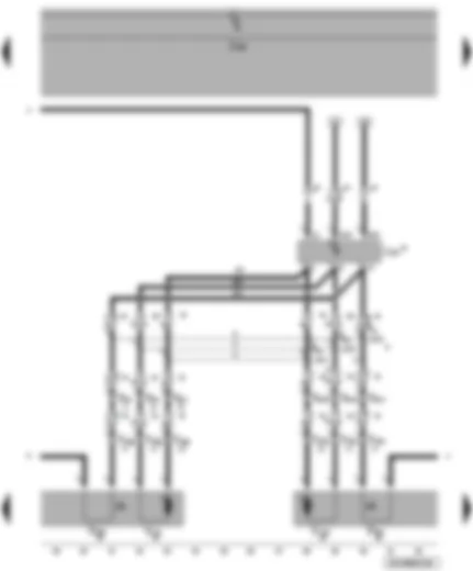 Электросхемa  VW POLO 2008 - Концевые выключатели складывания зеркал - блок управления функции складывания зеркал - электродвигатели складывания зеркал