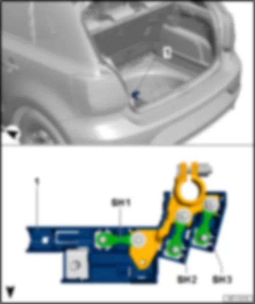 VW POLO 2015 Fitting location of fuse holder H SH
