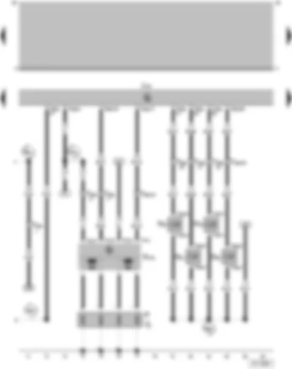 Wiring Diagram  VW SAVEIRO 2002 - Motronic control unit - Injector - cylinder 1 - Injector - cylinder 2 - Injector - cylinder 3 - Injector - cylinder 4 - Ignition transformer - Spark plug connector - Spark plug