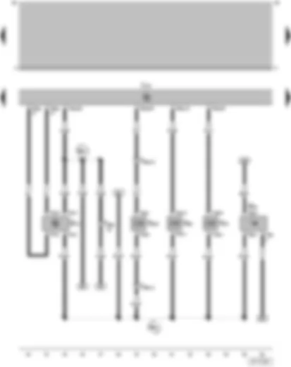 Wiring Diagram  VW SAVEIRO 2002 - Speedometer sender (Hall sender on gearbox) - Air mass meter - Motronic control unit - Charge pressure control solenoid valve - Activated charcoal filter system solenoid valve I (pulsed) - Inlet camshaft timing adjustment valve -1-