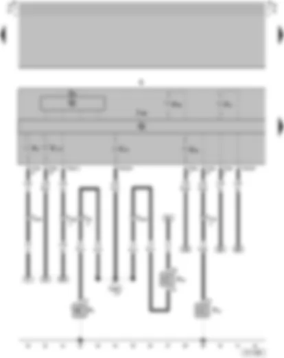 Wiring Diagram  VW SAVEIRO 2004 - Handbrake warning switch - Oil pressure switch - Brake fluid level warning contact - Rev. Counter - Control unit with display in dash panel insert - Dash panel insert - Alternator warning lamp - Oil pressure warning lamp - Immobilizer warning lamp