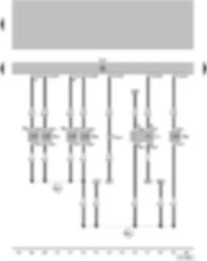 Wiring Diagram  VW SAVEIRO 2004 - Fuel pump relay - Injector - cylinder 1 - Injector - cylinder 2 - Injector - cylinder 3 - Injector - cylinder 4 - Activated charcoal filter system solenoid valve I (pulsed)