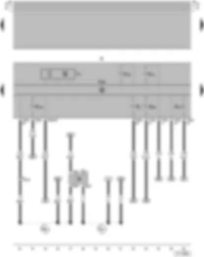 Wiring Diagram  VW SAVEIRO 2006 - Speedometer sender (hall sender on gearbox) - Main beam warning lamp - Heated rear window warning lamp - Handbrake warning lamp - Coolant temperature/coolant shortage warning lamp