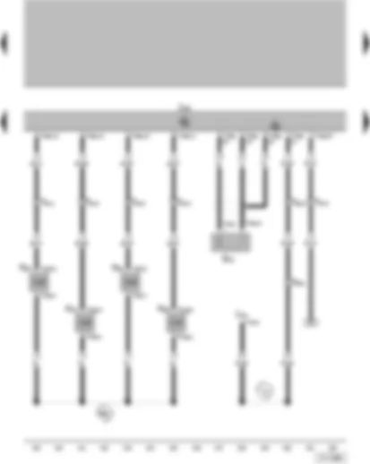 Wiring Diagram  VW SAVEIRO 2006 - Knock sensor I  - Air conditioning system control unit - 1AV control unit (injection system) - Injector - cylinder 1  - Injector - cylinder 2 - Injector - cylinder 3 - Injector - cylinder 4