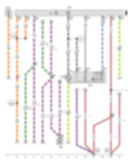 Wiring Diagram  VW SHARAN 2012 - Rear left window regulator button in rear left door - Rear left door interior handle switch - Buzzer and gong - Driver door control unit - Rear left door control unit