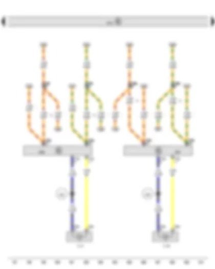 Wiring Diagram  VW SHARAN 2012 - Driver door control unit - Front passenger door control unit - Onboard supply control unit - Driver side turn signal repeater bulb - Front passenger side turn signal repeater bulb