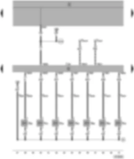 Wiring Diagram  VW SHARAN 2000 - Motronic control unit - injectors - exhaust gas recirculation valve