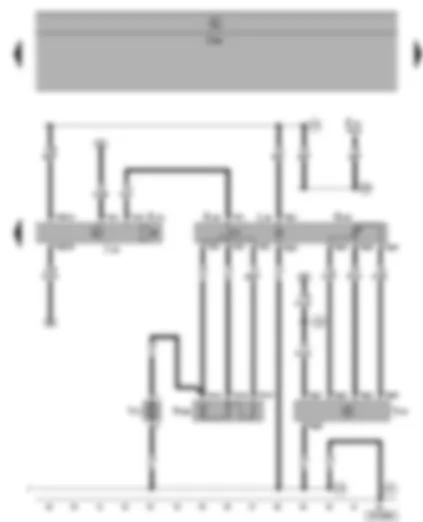 Электросхемa  VW SHARAN 2002 - Блок управления климатической установки - выключатель вентилятора отопителя - выключатель заднего дополнительного теплообменника и регулировки - задний вентилятор отопителя - исполнительный электродвигатель задней заслонки регулирования температуры