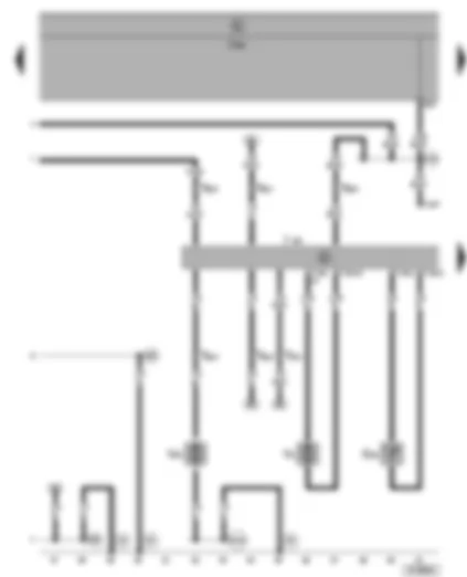 Электросхемa  VW SHARAN 2002 - Блок управления отопителя B5W S/ D5W S - дозирующий насос - вентилятор подачи воздуха в камеру сгорания отопителя - датчик пламени - диагностический разъём