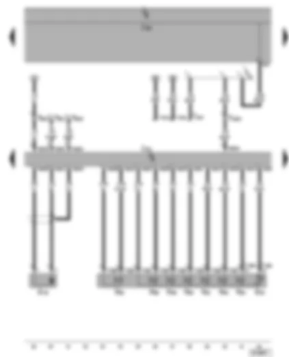 Электросхемa  VW SHARAN 2002 - Блок управления АКП - электромагнитные клапаны - датчик числа оборотов КП - датчик температуры масла КП - диагностический разъём