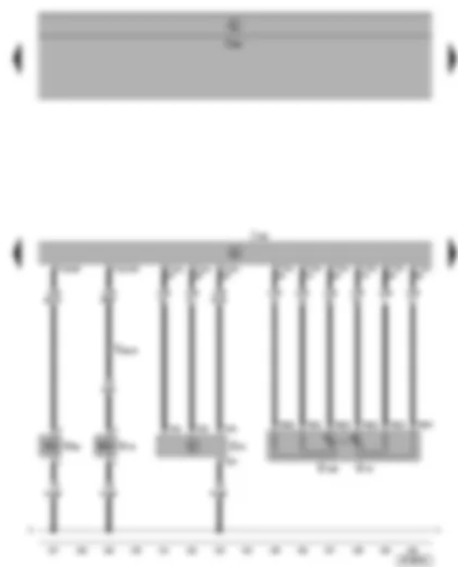 Электросхемa  VW SHARAN 2002 - Блок управления Motronic - расходомер воздуха - датчик положения педали акселератора - электромагнитный клапан ограничения давления наддува - электромагнитный клапан абсорбера