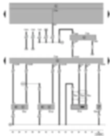 Электросхемa  VW SHARAN 2002 - Блок управления Motronic - блок управления иммобилайзера - датчик Холла - датчик температуры охлаждающей жидкости - датчик числа оборотов двигателя - диагностический разъём