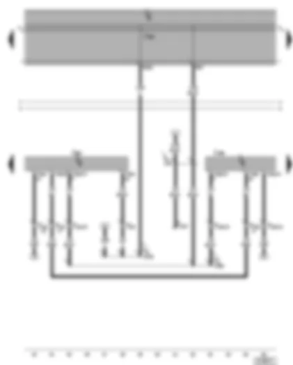 Электросхемa  VW SHARAN 2001 - Блок управления газоразрядной лампы левой фары с корректором - блок управления газоразрядной лампы правой фары с корректором - диагностический разъём