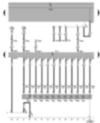 Электросхемa  VW SHARAN 2002 - Блок управления АКП - электромагнитные клапаны - датчик температуры масла КП - диагностический разъём