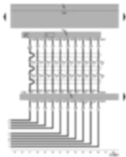 Электросхемa  VW SHARAN 2004 - Блок управления мультимедийной системы - панель управления мультимедийной системы - левые наушники мультимедийной системы - дисплей -2- мультимедийной системы