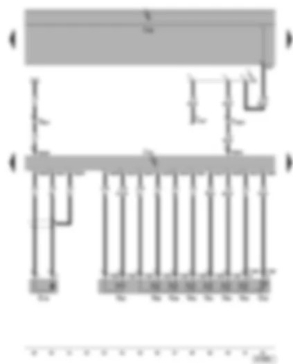 Электросхемa  VW SHARAN 2004 - Блок управления АКП - электромагнитные клапаны - датчик числа оборотов КП - датчик температуры масла КП - диагностический разъём