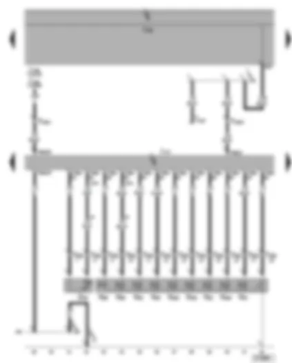 Электросхемa  VW SHARAN 2004 - Блок управления АКП - электромагнитные клапаны - датчик температуры масла КП - диагностический разъём