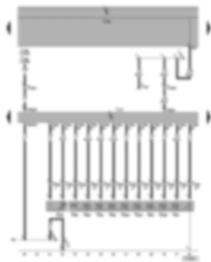 Электросхемa  VW SHARAN 2006 - Датчик температуры масла КП - блок управления АКП - электромагнитные клапаны - диагностический разъём