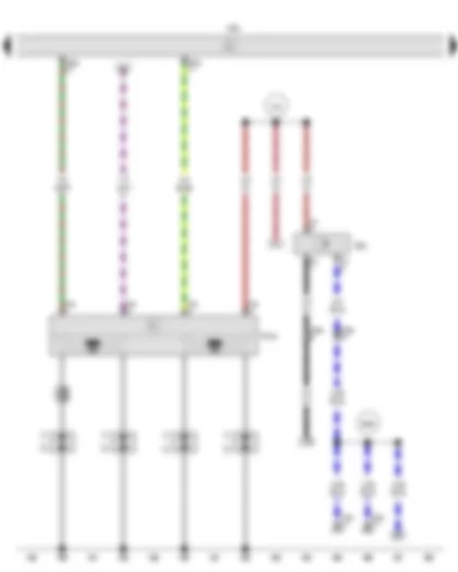 Wiring Diagram  VW SPACE FOX 2012 - Speedometer sender - Engine control unit - Ignition transformer - Spark plug connector - Spark plugs