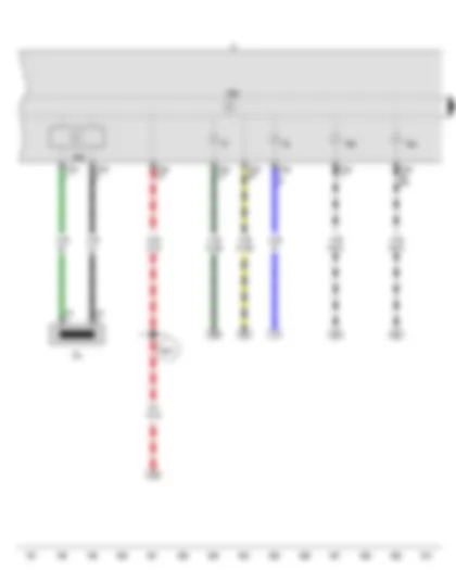 Wiring Diagram  VW SPACE FOX 2013 - Immobiliser reader coil - Control unit in dash panel insert - Immobiliser control unit - Dash panel insert - Main beam warning lamp - Alternator warning lamp - Left turn signal warning lamp - Right turn signal warning lamp